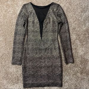 Arden B Sexy Sparkly Gold Bodycon Panel Dress